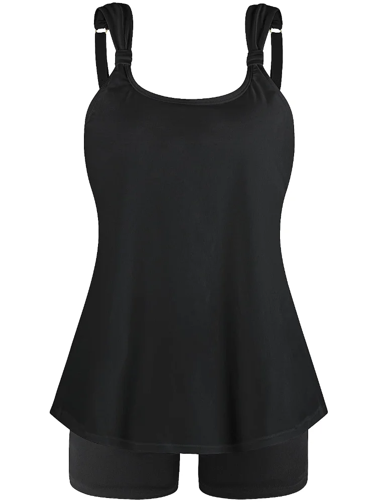Ocean Blues Blouson Tankini Set with Boyshorts