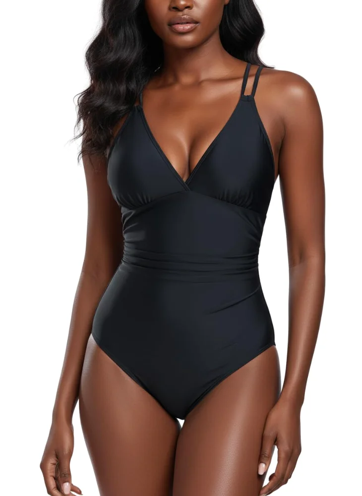 Ocean Blues Cross-Back V-Neck One-Piece