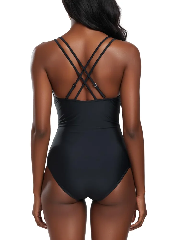 Ocean Blues Cross-Back V-Neck One-Piece, view 2