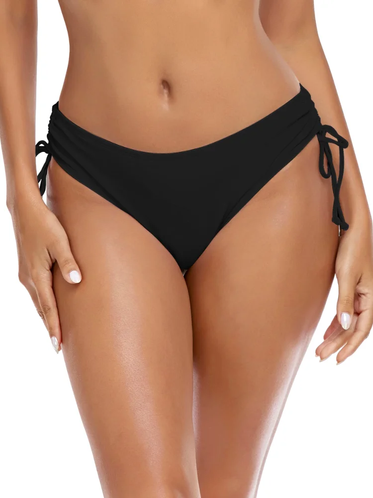 Ocean Blues Drawstring Mid-Rise Bikini Bottom, view 3