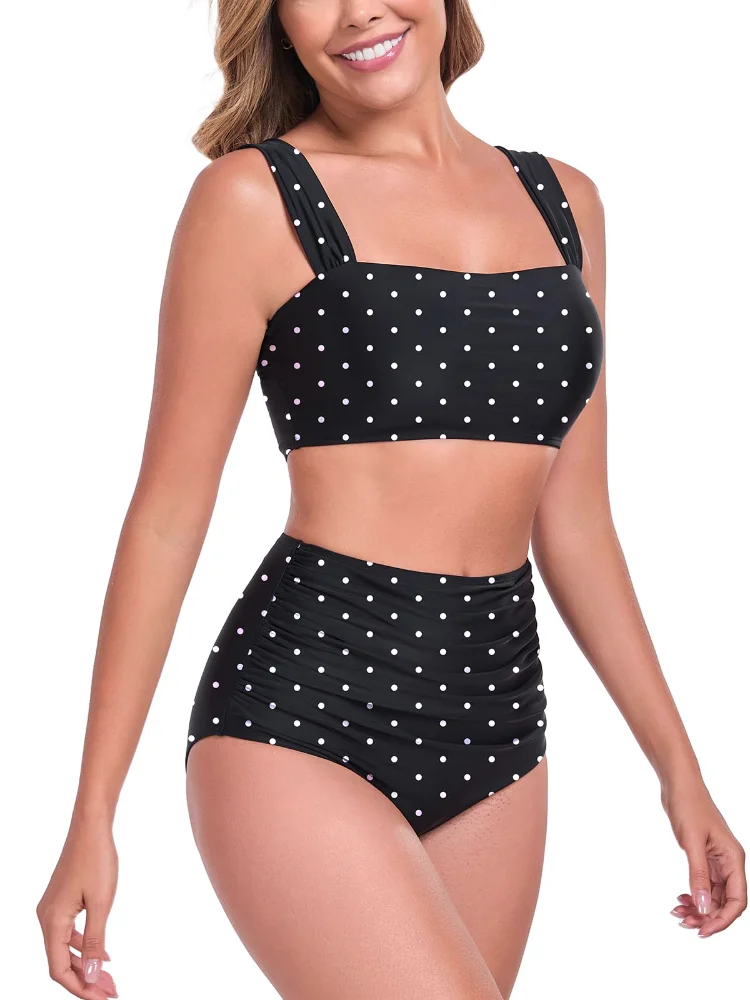 Ocean Blues High-Waisted Ruched Bikini Set, view 3