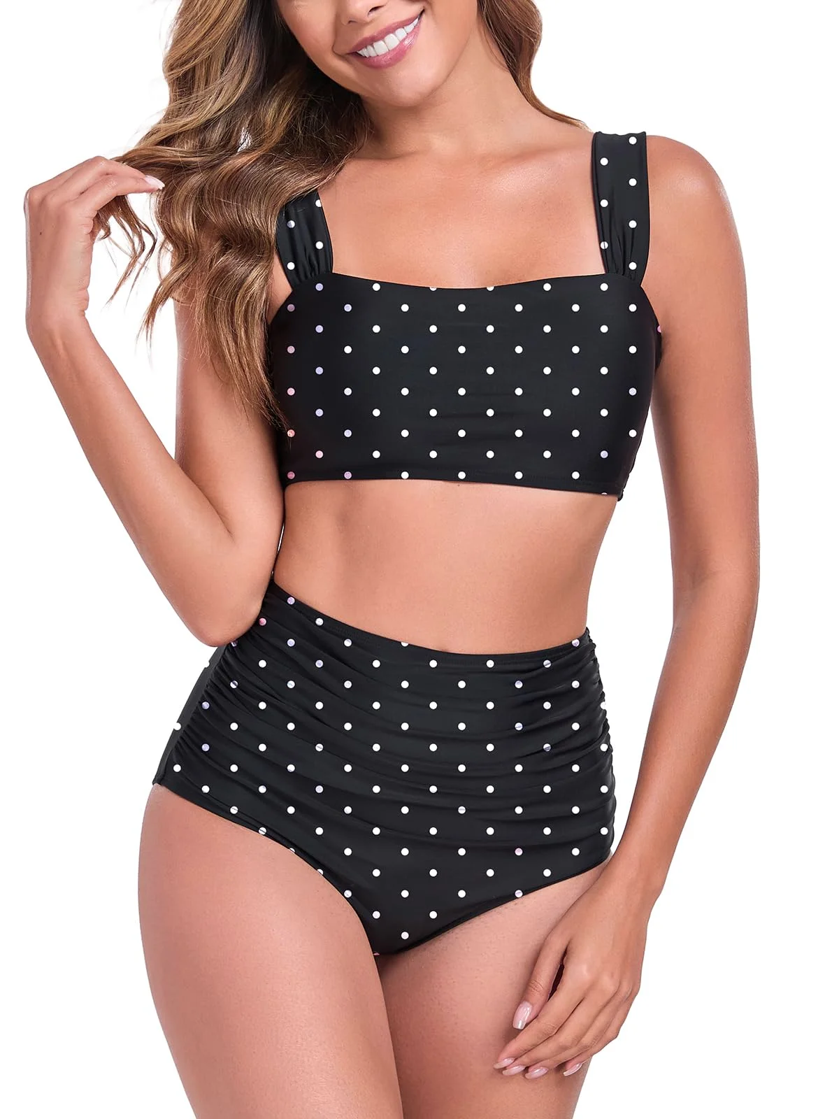 Ocean Blues High-Waisted Ruched Bikini Set