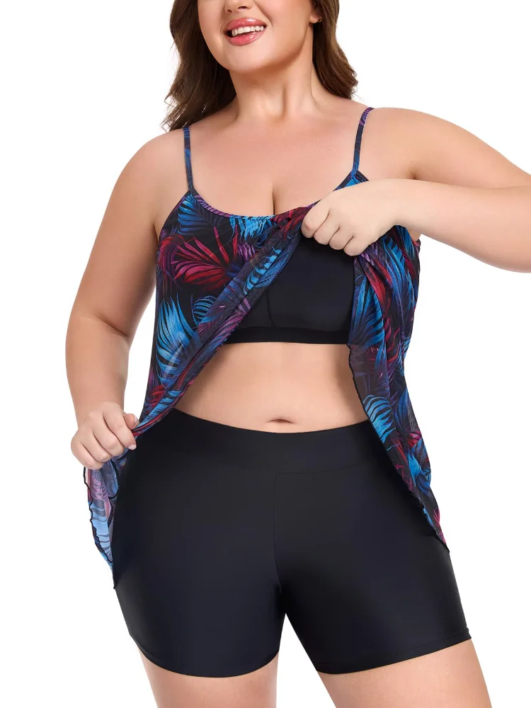 Ocean Blues Mesh Camisole Tankini Set, view 3