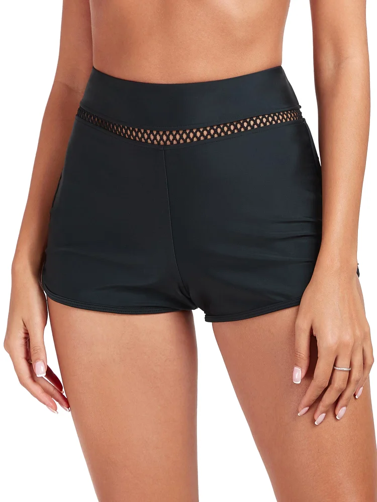 Ocean Blues Mesh-Trim Boyshort Board Shorts