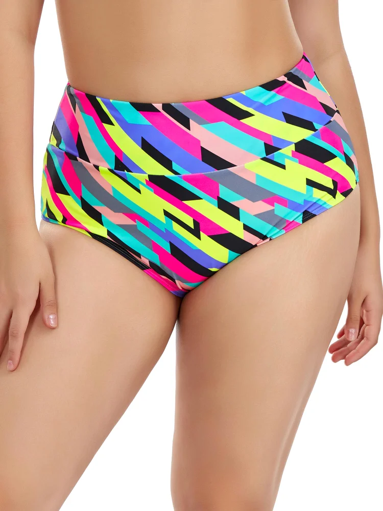 Ocean Blues Plus-Size High-Waisted Bikini Bottom