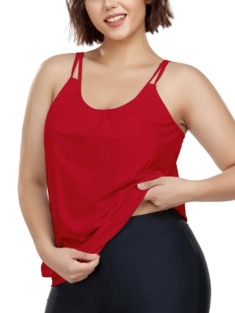 Ocean Blues Plus-Size Loose-Fit Tankini Top, view 2