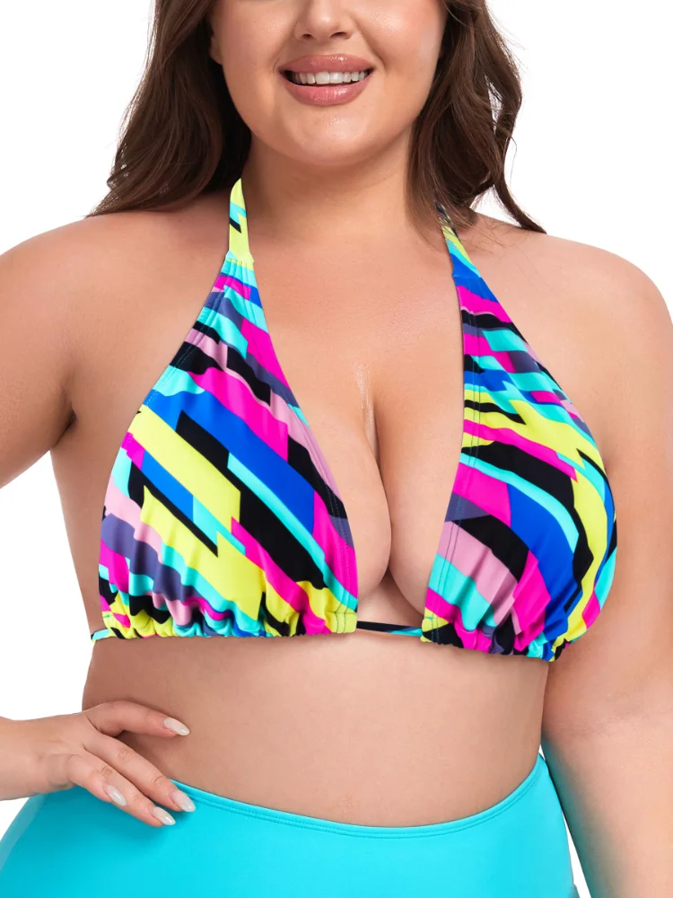 Ocean Blues Plus-Size Triangle Halter Bikini Top