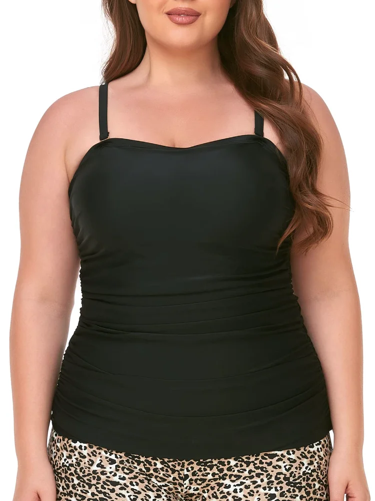 Ocean Blues Ruched Bandeau Tankini Top, view 2