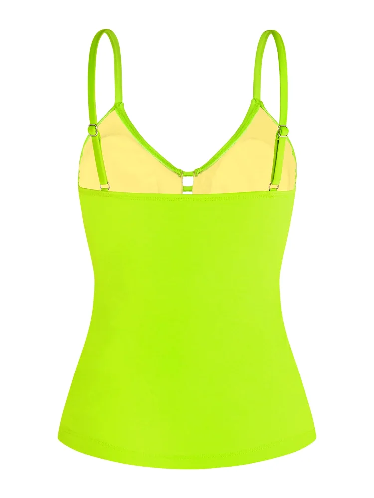 Ocean Blues Shirred Cutout Tankini Top, view 3