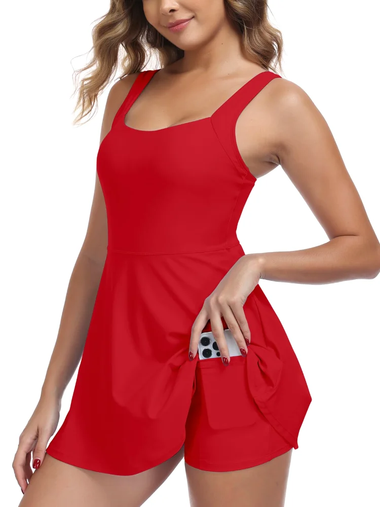 Ocean Blues Skirted Swim Dress with Shorts, view 2