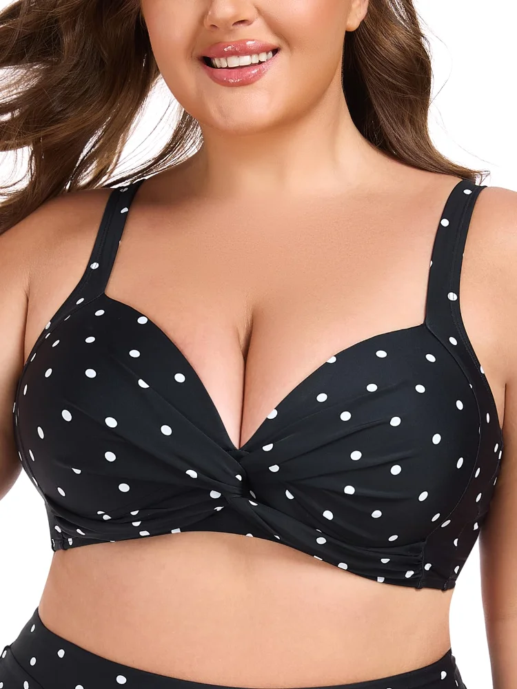 Ocean Blues Twist-Front Molded-Cup Bikini Top, view 3