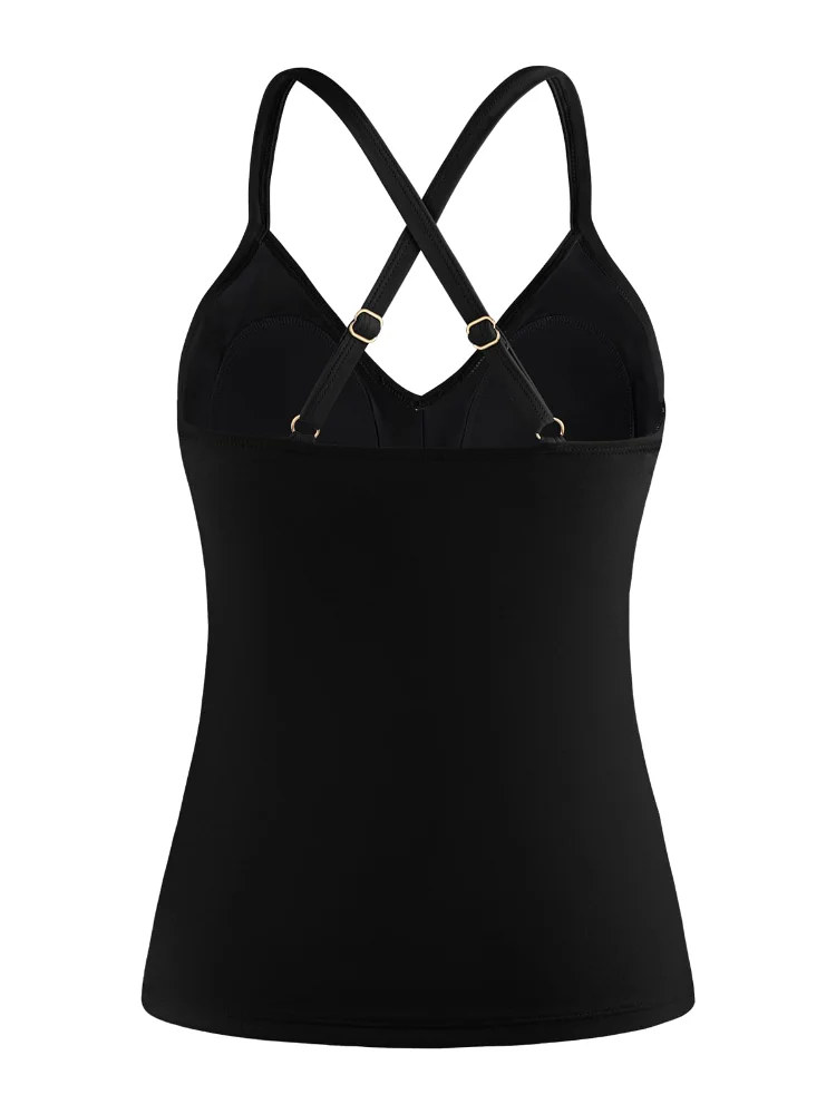 Ocean Blues V-Neck Push-Up Tankini Top, view 2