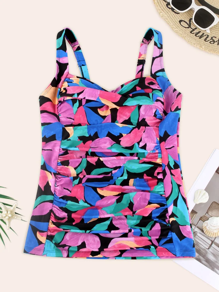 Ocean Blues Wire-Free Twist Tankini Top, view 2